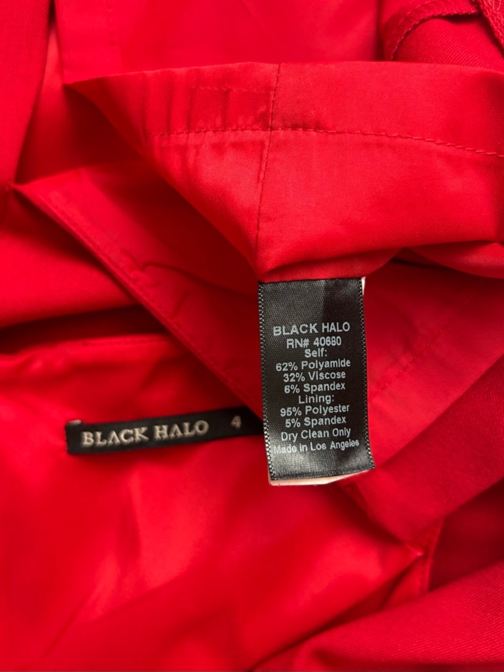 Black Halo Jackie O Belted Cocktail Sheath Dress Cherry Red Size 4 - Picture 15 of 16